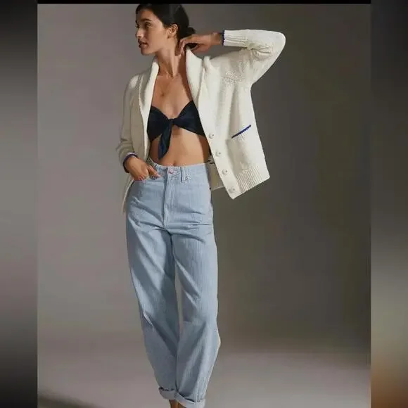 Blue and Cream Lobster Print Sweater-NWT - Picture 6 of 7